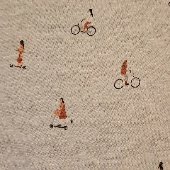 Womens Large 100% linen Graphic Tee Crew Neck Long Sleeve Shirt light blue - Picture 2 of 4